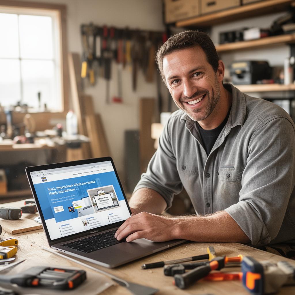 Local business owner reviewing his new website